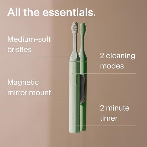 SURI 1.0 Sonic Electric Toothbrush with UV Cleaning Travel Case | 1 Month+ Battery | Designed in California | Electric Toothbrush for Adults | Travel Toothbrushes | Tooth Brush | Green