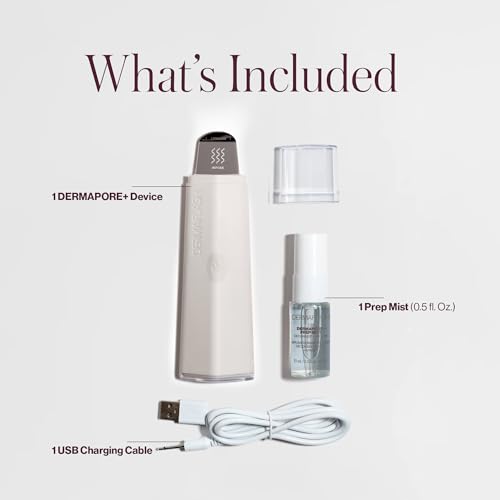 DERMAFLASH DERMAPORE+ Skin Care Device, Ultrasonic 2-in-1 Pore Extractor and Skincare Infuser, Stone