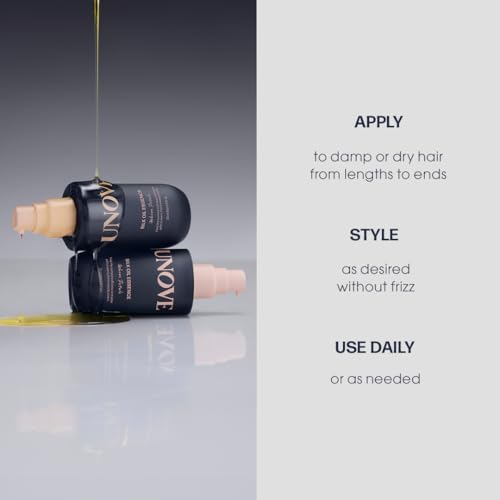 UNOVE Silk Oil Essence Hair Serum 70ml/2.4fl.oz | Nourishing Hair Oil for Dry, Frizzy, and Damaged Hair | Lightweight Smoothing Serum | Frizz Control and Split End Care | Heat Protection