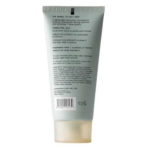 Versed Dew Point Gel Moisturizer For Face - Antioxidant-Rich Gel Cream with Green Tea Extract + Aloe Leaf Juice - Fast Absorbing, Non-Greasy Hybrid Facial Cream for Dry Skin, Vegan (2 fl oz)