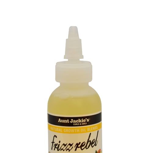 Aunt Jackie's Natural Growth Oil Blends Frizz Rebel - Coconut and Sweet Almond, Smooths and Shines Dry, Rebellious Tresses, Anti-Poof Formula, 4 oz