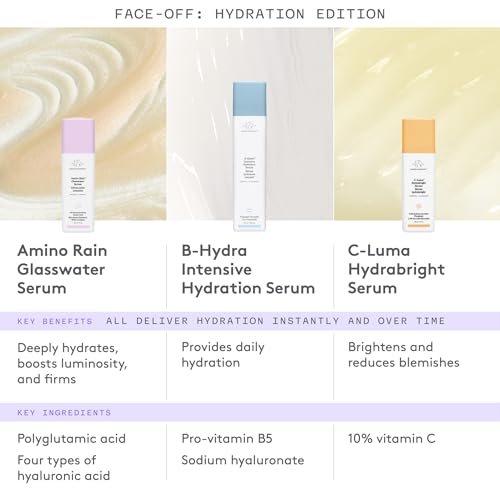 Drunk Elephant Amino Rain Glasswater Serum - 30 ml/1 fl oz - Clean Clinical Skincare - Cruelty-Free - Dermatologist-Tested - Free of Essential Oils, Silicones, and Fragrance