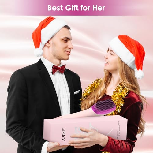 APOKE 3 in 1 Hair Dryer Brush Professional 1200W Powerful Ceramic Tourmaline 3 Heat/2 Speed Settings One Step Hair Dryer and Styler (Pink)