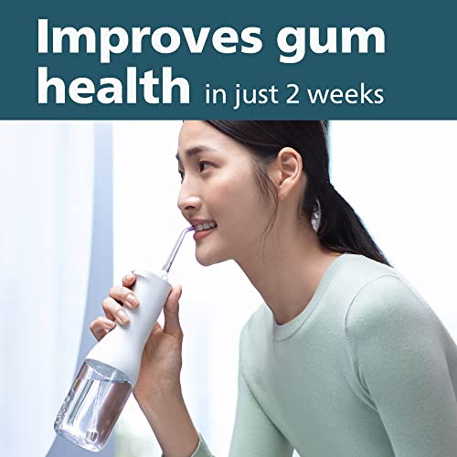 Philips Sonicare Cordless Power Flosser 3000, Water Flosser with Innovative Quad Stream Technology, Oral Irrigator with 2 Flossing Modes and 3 Intensity Levels, Ergonomic Design, White, HX3806/21