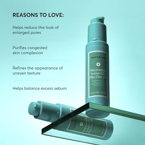 Naturium Niacinamide Face Serum 12% Plus Zinc 2%, Anti-Aging, Pore Minimizer & Dark Spot Corrector with Hyaluronic Acid & Vitamin E, Vegan & Cruelty-Free, 1 oz