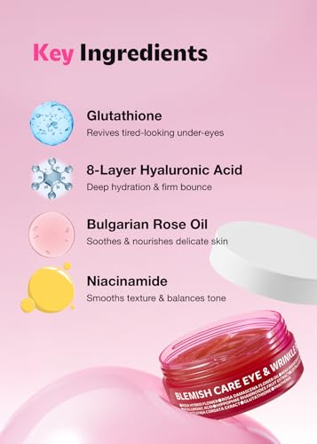 ISOI Blemish Care Under Eye Patch for Dark Circles, Puffiness and Wrinkles, Hydrating Gel Eye Masks with Hyaluronic Acid & Bulgarian Rose Oil, Korean Skin Care (90 pcs, 3.17 oz)