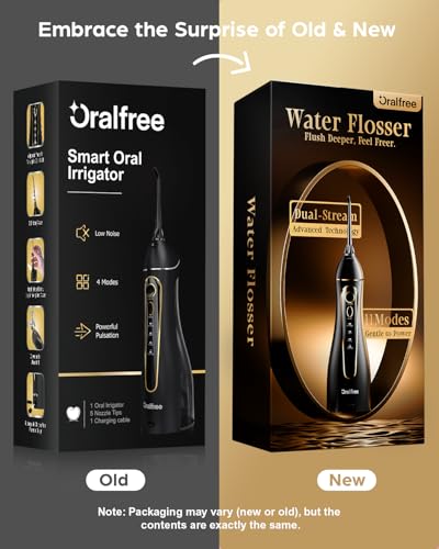 Oralfree Water Flosser Teeth Pick - Dental Cordless Portable Floss Picks Rechargeable Travel Pik Irrigation Cleaner IPX7 Waterproof Oral Irrigator Electric Flossing Machine for Home Teeth Cleaning