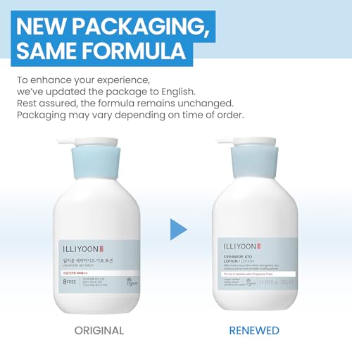 Illiyoon Ceramide Ato Lotion | Lightweight Moisturizer for Dry & Sensitive Skin, Barrier Repair for Face & Body, Mild for Babies, Vegan Certified, Korean Skin Care, 11.83 fl.oz.