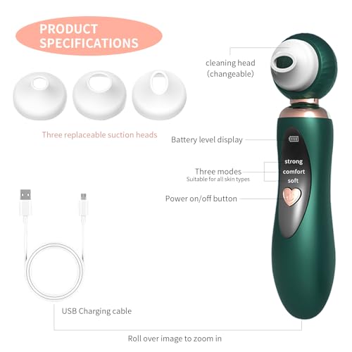 2025 Blackhead Remover Pore Vacuum, Visual Rechargeable Blackhead Vacuum Facial Pore Cleaner-3 Suction Soft Silicone,3 Probes,USB Kit Electric Acne Extractor Tool for Adult