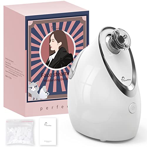 NewWay Nano Ionic Facial Steamer, Adjustable Nozzle Angle Aromatherapy Warm Mist Humidifier for Face Spa Sinuses Moisturizing, Homeuse or Salon