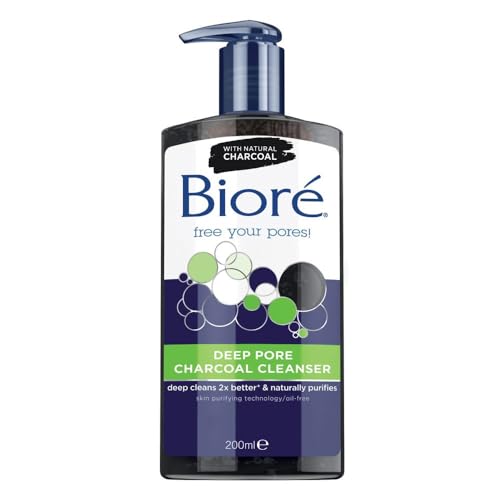 Biore Deep Pore Charcoal Face Wash, Daily Facial Cleanser for Dirt & Makeup Removal, for Oily Skin, 6.77 Oz
