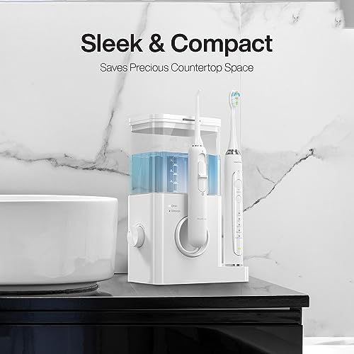 AquaSonic Home Dental Center PRO – Brushing & Flossing Made Easy – Brush & Floss – Power Toothbrush & Water Flosser – Whiter Teeth & Healthier Gums