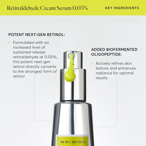 Naturium Retinaldehyde Cream Serum 0.05%, Advanced Anti-Aging & Smoothing Face & Skin Care, 1.7 oz