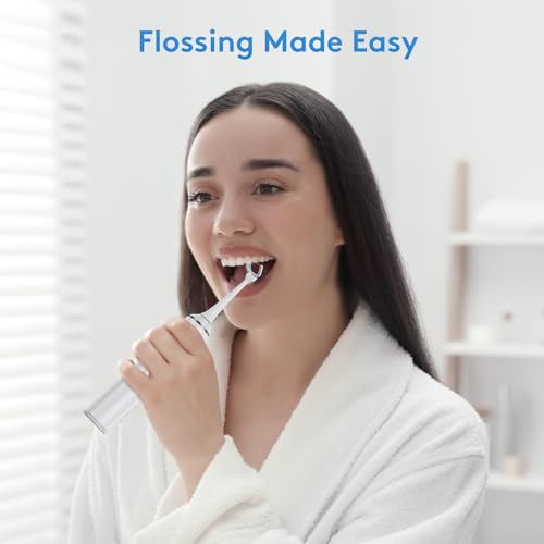 Electric Flosser for Teeth | 3-in-1 Water Dental Floss & Toothbrush & Water Flosser with 4 Modes,Cordless Power Flossers with 50 Replacement Heads for Adults (White)