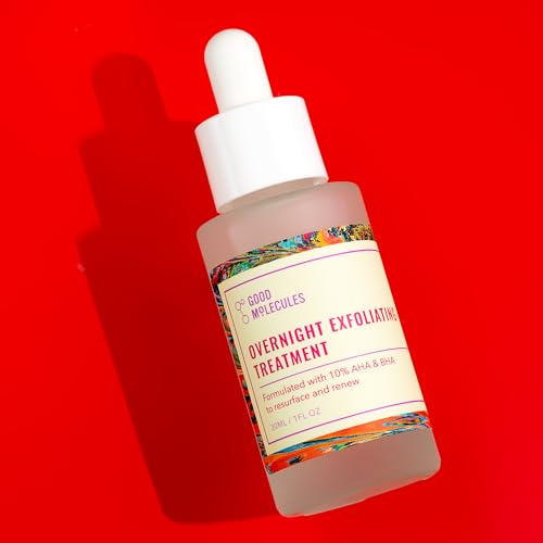 Good Molecules Overnight Exfoliating Treatment - Face Exfoliator with AHA & BHA Lightweight Formula - Pore Minimizer, Facial Skin Care with Glycolic & Salicylic Acid