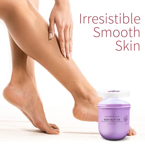 Lavender Lilac Body Butter - Shea Cream with Jojoba Oil & Vitamin E - Hydrating Natural Moisturizer for Hands - 5.74 Fl Oz