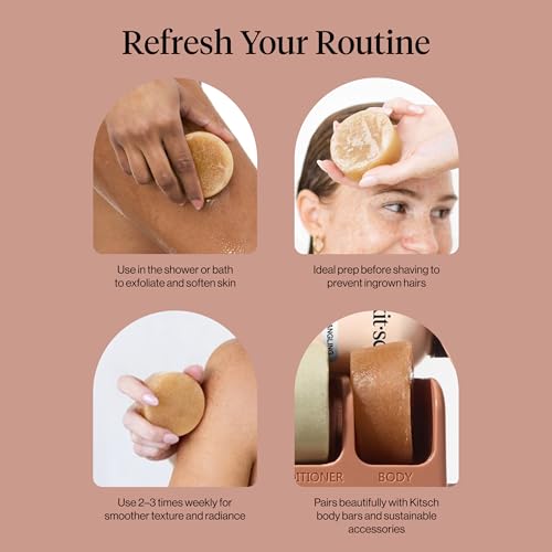 Kitsch Exfoliating Sugar Scrub for Body – All Natural Body Scrub Bar Soap for Smooth, Hydrated & Glowing Skin - Vegan Soap Bar Exfoliator for Men and Women - Made in the USA - 4 oz