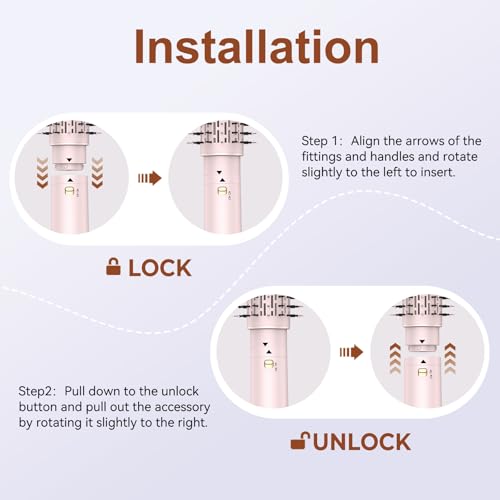 Hair Dryer Brush, 4 in 1 Rotating Round Hot Air Spin Brush Set Negative Ionic Professional Blow Dryer with Detachable Brush(2" & 1.5"), 3 Heats and 2 Speeds Rotating Blow Dryer Brush