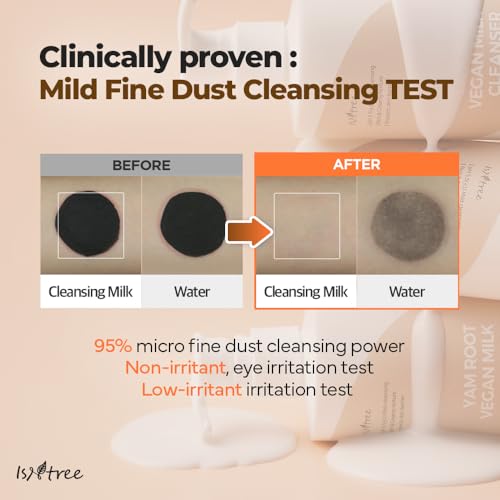 IsNtree Yam Root Vegan Milk Cleanser 220ml, 7.43 fl.oz | Korean Facial Cleanser for Sensitive Skin | Rich & Creamy Texture | Hydrating & Mild | Vegan & Cruelty-Free Skincare
