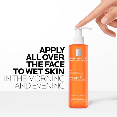 La Roche-Posay Vitamin C Brightening Face Wash, Gentle Foaming Facial Cleanser with Vitamin Cg and Vitamin B3 to Brighten and Even Skin Tone, Vitamin C Face Wash that Cleanses Dirt & Makeup, 200ml