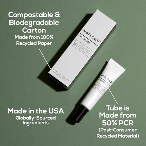 MARLOWE. No. 127 Mens Eye Cream with Vitamin C, Caffeine and Moisturizing Squalane for Puffiness, Wrinkles & Dark Circles, Targeted Under Eye Skin Care, 0.5 FL Oz