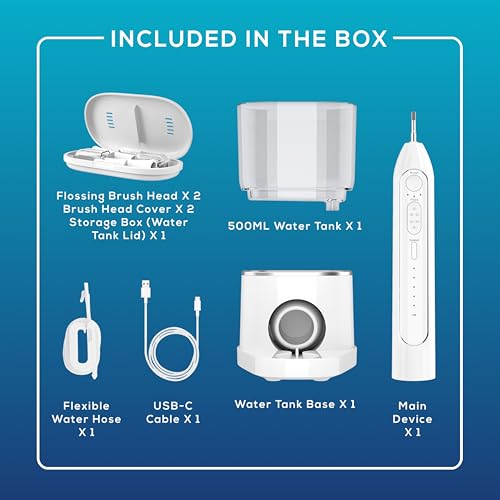Flossing Toothbrush Rechargeable Electric Toothbrush with Water Flosser - Portable Water Pick Toothbrush Combo Cordless Sonic Electric Toothbrush and Water Flosser - Black