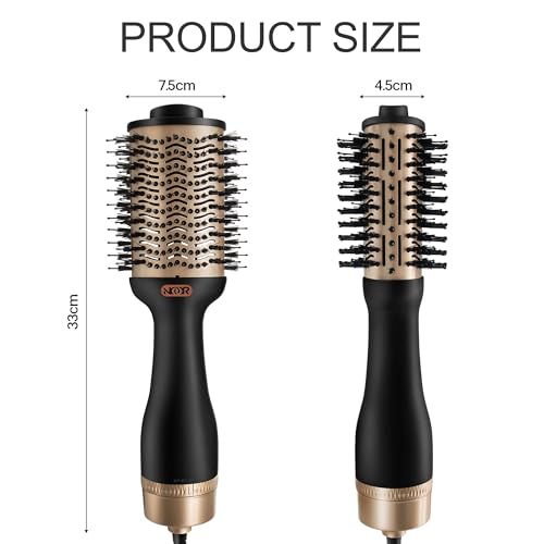 Noor 4-in-1 Hot Hair Dryer Brush Frizz Control Blowout Styling Brush for Drying Straightening and Volumizing All Hairstyles Frizz-Free Smooth Salon Look in One Easy Step