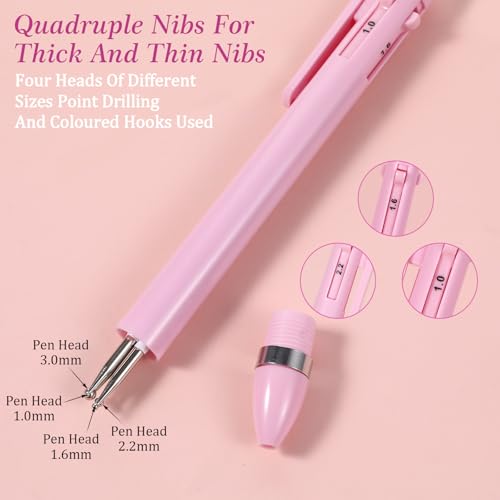 1PCS Nail Dotting Pen, 4-in-1 Ballpoint Design Nail Dotting Tool Pink Nails Art Pens Manicure Art Tools NailArt Kit with Tip Dot Paint for Nails DIY Salon