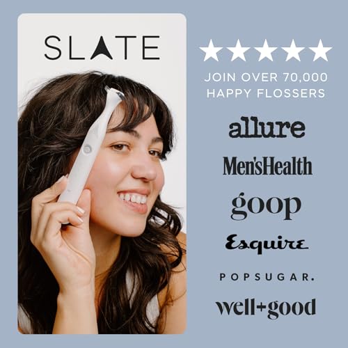 Slate Electric Flosser - Rechargeable | 3-in-1 Dentist-Invented with Reusable Floss Heads, Gum Brushes & Tongue Scraper | More Effective Than String or Water Floss