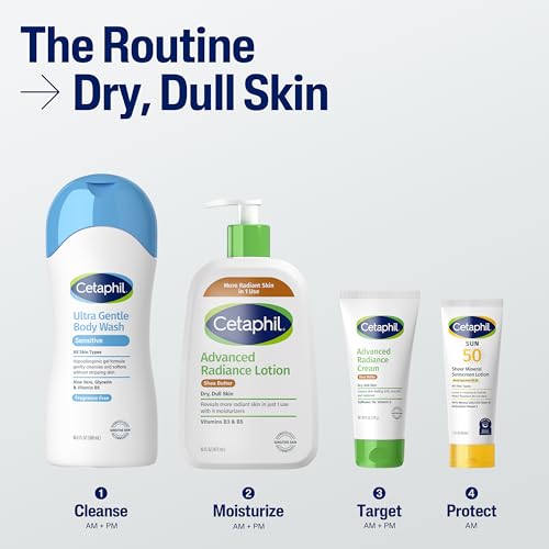 Cetaphil Advanced Radiance Cream with Shea Butter, 6 oz, For Dry, Dull Skin, More Radiant Skin, 48 Hour Hydration, All Skin Tones & Types, Hypoallergenic, Fragrance Free