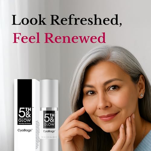 5th & Glow Cyabags - Instant Puffy Eyes Reduction & Under Eye Bag Remover Serum For Women - Hyaluronic Acid & Vitamin C Cream for Fine Lines, Wrinkles & Crowsfeet, 1 oz