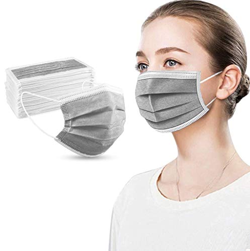 100PCS Grey 3 ply Disposable Face Masks,Protection Face Masks For Home,School,Office and Outdoors