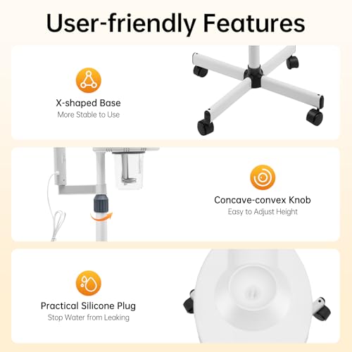 2-in-1 Facial Steamer with 5X Magnifying Lamp, Adjustable Mist, Deep Cleaning for Personal Skin Care, Face Steamer for Esthetician, Professional Facial Humidifier for Home Beauty Salon, White