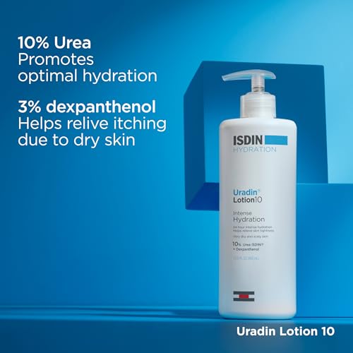 ISDIN Body Lotion Uradin 10, 24-Hour Intense Hydration, Non-Greasy, Fast-Absorbing Moisturizer for Dry or Very Dry Skin, Helps Relieve Itching Due to Dryness, 13.5 Fl. Oz.