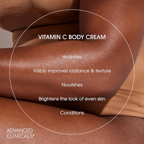 Advanced Clinicals Vitamin C Cream Visibly Brightening Body Lotion | Vitamin C Moisturizer Skin Care Body Cream For Women & Men Helps Visibly Improve Look Of Dark Spots & Uneven Skin Tone, 16 Ounce