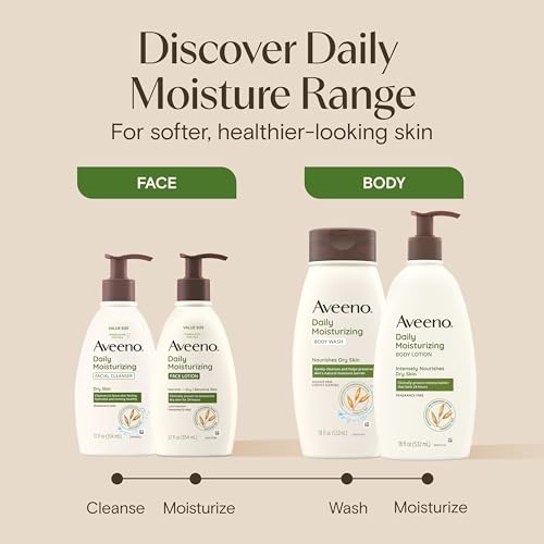 Aveeno Daily Moisturizing Face Lotion with Soothing Prebiotic Oat, Gentle Lotion Nourishes Normal to Dry Skin With Moisture, Sensitive Skin, Fragrance-Free, 12 fl. oz