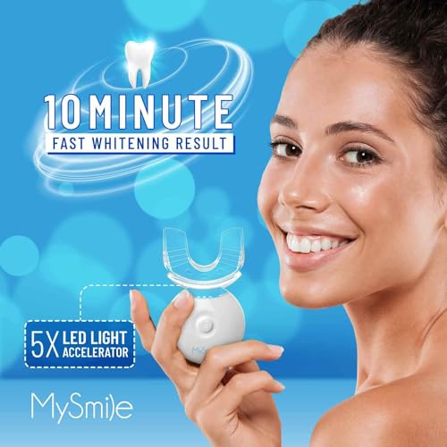 MySmile Teeth Whitening Kit with LED Light, 10 Min Fast Teeth Whitener with 3 x 35% Carbamide Peroxide Whitening Gel, Helps to Remove Stains from Coffee, Smoking, Wines, Soda, Food