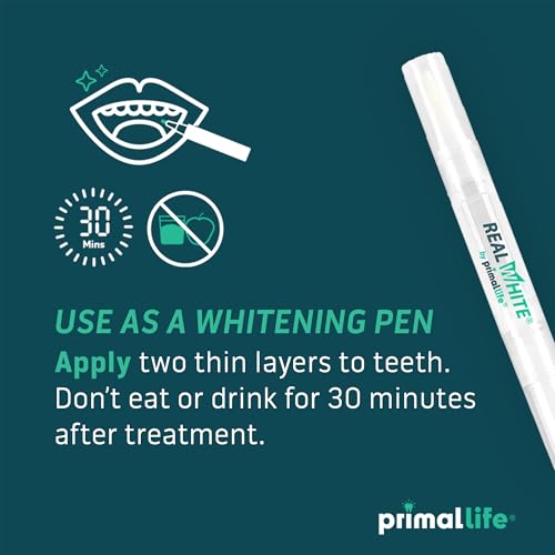 Primal Life Organics Real White Teeth Whitening Pens, All-Natural, Peroxide-Free, Sensitivity-Free, 3 Pack
