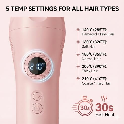 Hair Curler Automatic Rotating with Hair Curler & Straightener -3-In-1Tenazas para Ondas De Cabello -Curling Iron Automatic Hair Curler with Cold Air Styling,3 Temp,Negative Ions, Ceramic Coated
