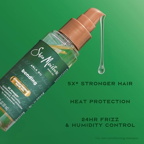 Shea Moisture Bonding Oil Amla Oil To Protect, Strengthen And Smooth Hair With Amla Oil And Fair-Trade Shea Butter With 5X Strength And 24-Hour Frizz & Humidity Control 3.3 Fl Oz