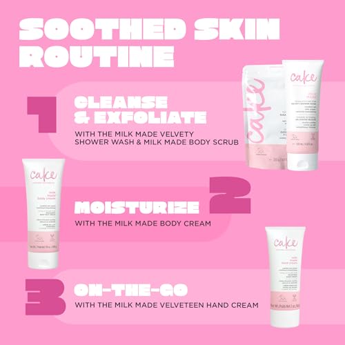 Cake Beauty Milk Made Vegan Body Sugar Scrub- Shea Butter, Candied Oat Milk & Marshmallow Root Extract - Gentle Exfoliating Hand, Leg, Foot & Body Sugar Soap Scrub & Moisturizing Shower Wash for Women