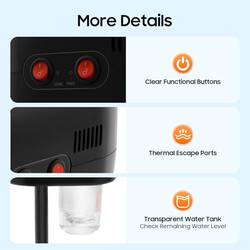 Professional Facial Steamers, Hot Ozone Face Steamer for Facial, Standing Facial Steamer on Wheels, Esthetician Steamer for Salon Beauty and Spa, Mist Face Steamer for Facial Skin Care (Black)