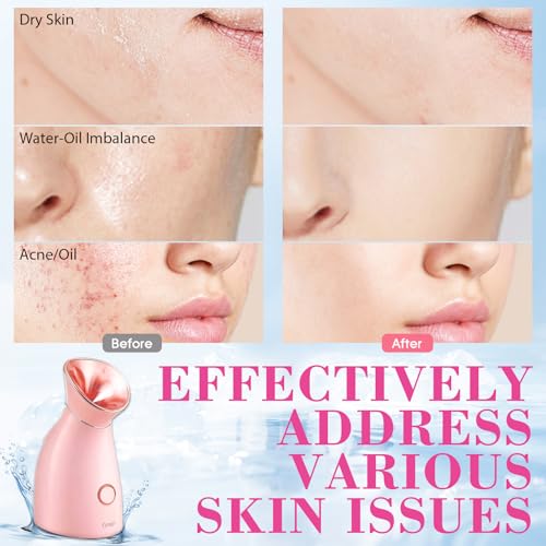 Facial Steamer Spa Kit, 12 Skin Care Tools & 5 Jelly Mask Powder, Nano Ionic Steamer for Facial Deep Cleaning Unclog Pores Sinuses, Warm Mist Humidifier for Home SPA, Valentines Gifts for Women