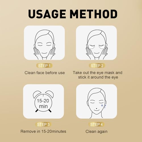 CHMI Under Eye Patches (50 Pairs) - 24K Gold Eye Patches for Puffy Eyes, Dark Circles, EyeBags and Wrinkles, Collagen Skin Care Products, Beauty & Personal Care