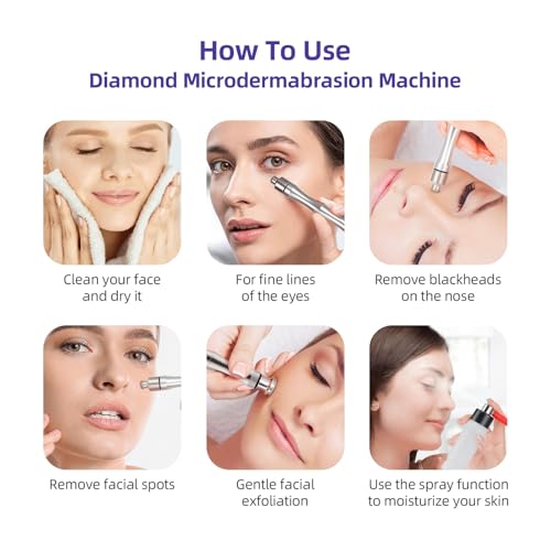 IeBilif Diamond Microdermabrasion Dermabrasion Machine Professional for Blackhead Removal, 3 in 1 Diamond Microdermabrasion Machine with Vacuum Spray, Home Use Facial Skin Care Dermabrasion Kit
