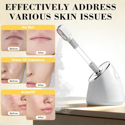 Facial Steamer Spa Kit, Nano Ionic Face Steamer for Deep Cleaning Unclogs Pores, Warm Mist Humidifier Steamer for Face Home Sauna SPA, Self Care Valentines Day Gifts for Women