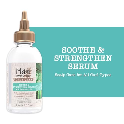 Maui Moisture Scalp Care Soothe & Strengthen Hair Serum with Rosemary Oil, Curly Hair Serum With Aloe Vera Helps Prevent Scalp Dryness & Strengthen Hair, Silicone-Free, 3.3 fl. Oz