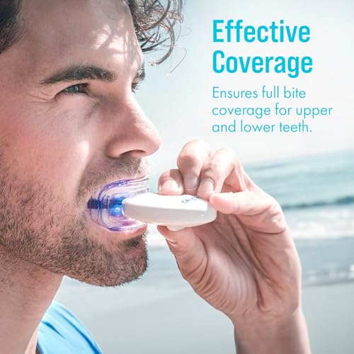 Cali White Teeth Whitening Strip Kit with LED Light and Batteries - Organic Peroxide Teeth Whitener Gel - Set of White Strips - 2x5ml Syringes, Thermoform Whitening Kit Trays and Case