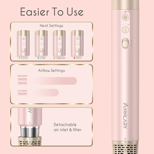 5 in 1 Ionic Hot Air Styler, 1400W Powerful Hair Dryer Brush, Auto-Wrap Curlers, Paddle Brush for Fast Drying, Volumizing with Travel & Storage Bag