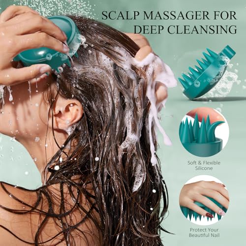 Scalp Scrub, Rosemary Scalp Exfoliator Scrub Shampoo, 2-in-1 Scalp Treatment with Mint Oil, Hair Treatment to Clarify and Remove Build Up with Silicone Scalp Massager, 10.6oz/300g